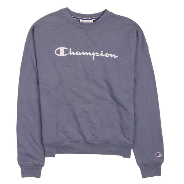 Champion 90s Vintage Blue Spellout Crewneck Sweatshirt XS