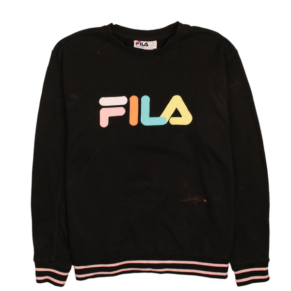 Fila 90's Striped Cuff Spellout Sweatshirt XXLarge (2XL) Black