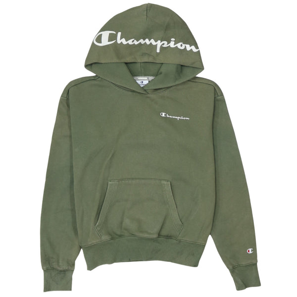 Champion 90's Drawstring Pockets Pullover Hoodie XSmall Green