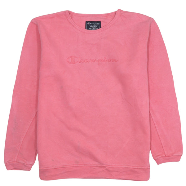 Champion 90s Spellout Crewneck Sweatshirt Pink Medium Unisex