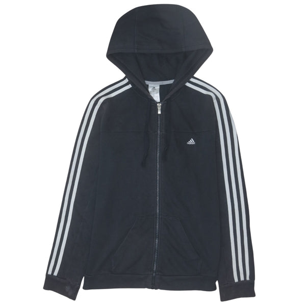Adidas 90's Striped Sleeve Full Zip Up Hoodie Small Black