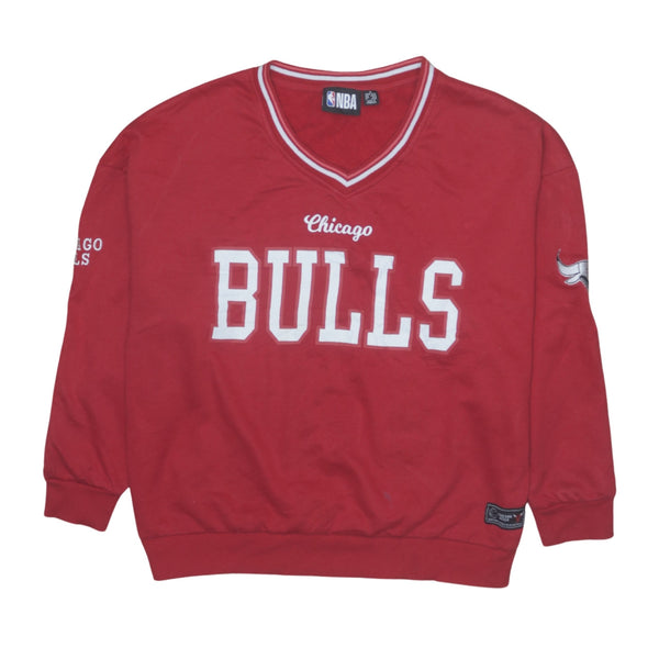 NBA 90's Chicago Bulls V Neck Sweatshirt Medium Red