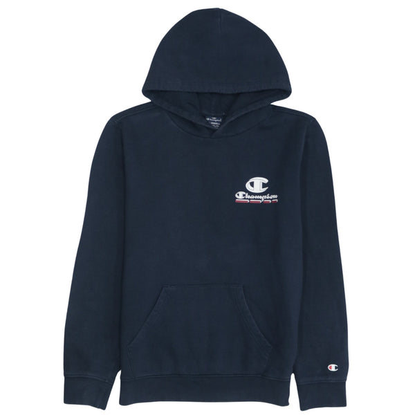 Vintage Champion 90s Navy Blue Cotton Hoodie Pullover, Men's XSmall