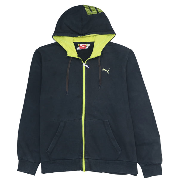 Puma Vintage 90's Black XLarge Full Zip Up Drawstring Hoodie with Pockets