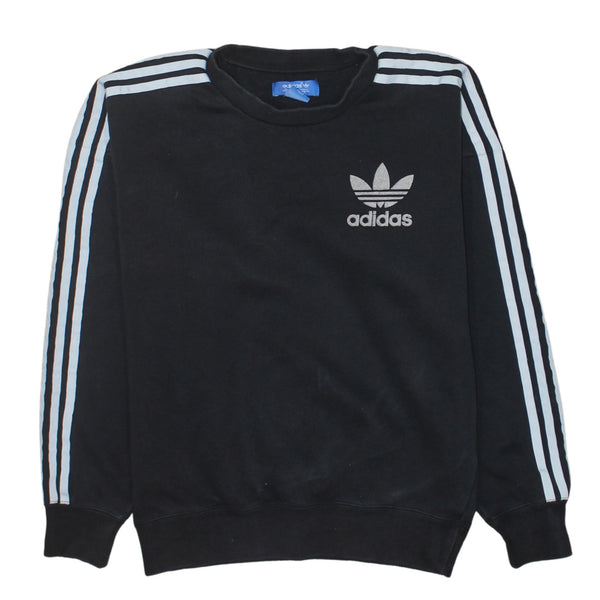 Adidas 90's Striped Sleeve Crew Neck Sweatshirt XSmall Black