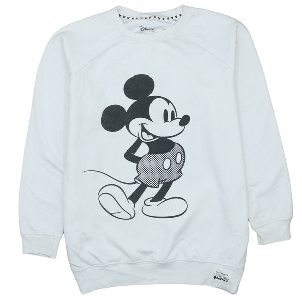 90's Disney Mickey Mouse White Crew Neck Sweatshirt Men's Small