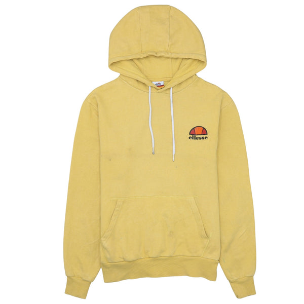 Ellesse 90's Vintage Drawstring Pockets Yellow Hoodie Medium