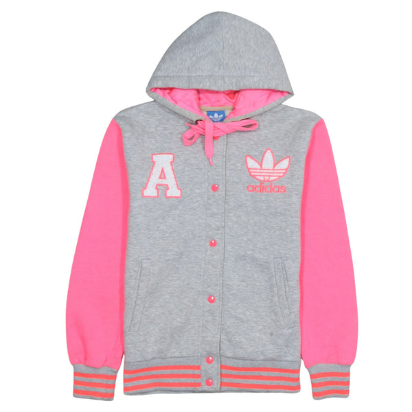 Adidas 90's Lightweight Button Up Hoodie Large Grey