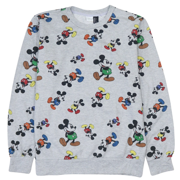 Vintage Disney 90's Mickey Mouse Grey Crew Neck Sweatshirt Small