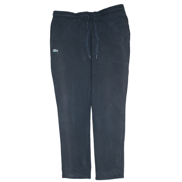 Vintage Lacoste 90's Black Casual Trousers with Drawstrings - Medium Size