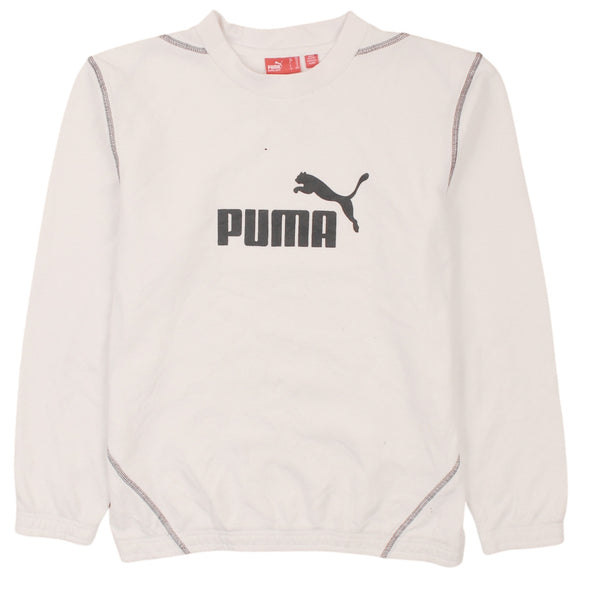 Puma 90s White Spellout Crew Neck Sweatshirt Women's XL Vintage