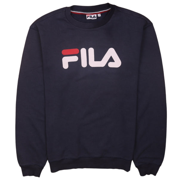 Fila 90's Navy Blue Spellout Crew Neck Sweatshirt XSmall