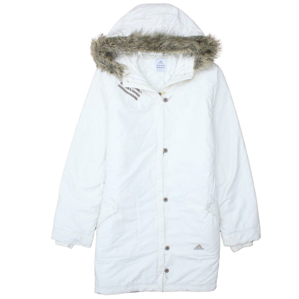 Adidas 90's Heavyweight Full Zip Up Parka Medium  White