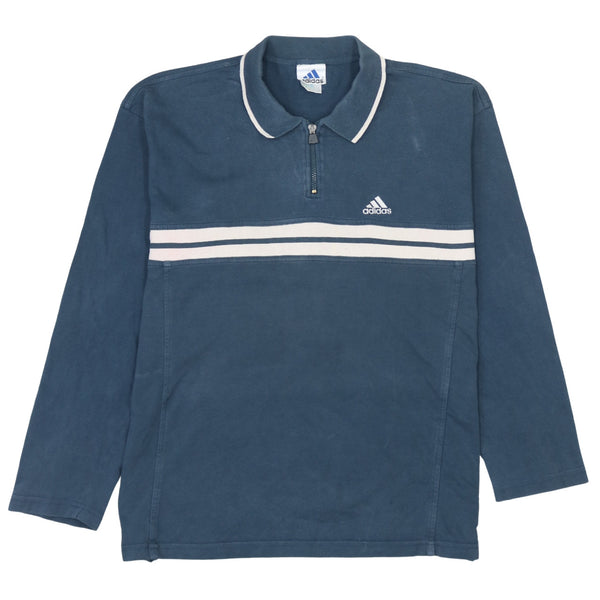 Adidas Vintage 90's Navy Blue Quarter Zip Sweatshirt Large