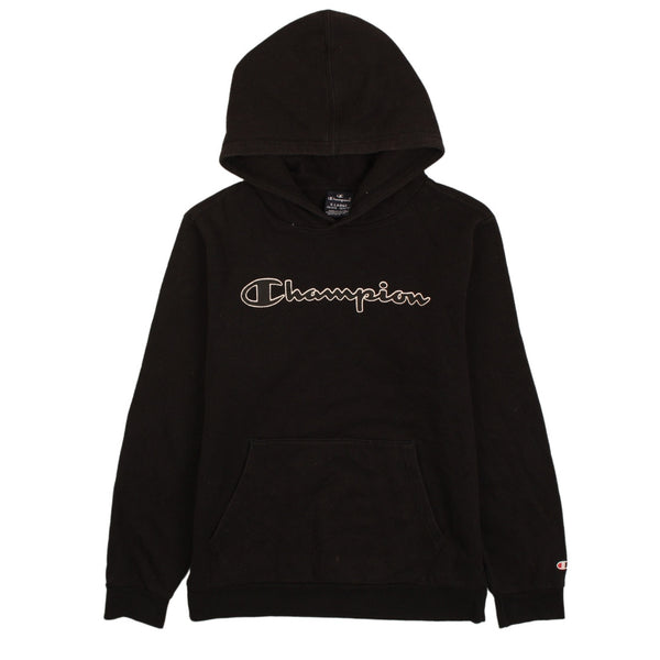 Champion 90's Vintage Black Spellout Hoodie Women's XL Pullover