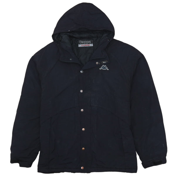 Kappa 90's Hooded Button Up Windbreaker XLarge Black