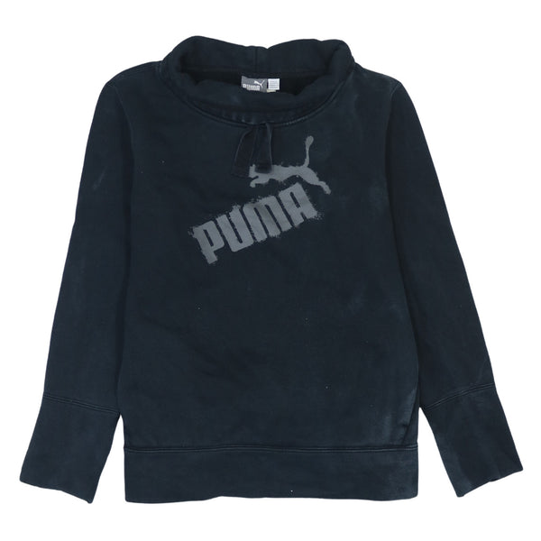 Puma 90's Turtle Neck Spellout Jumper / Sweater Large Black