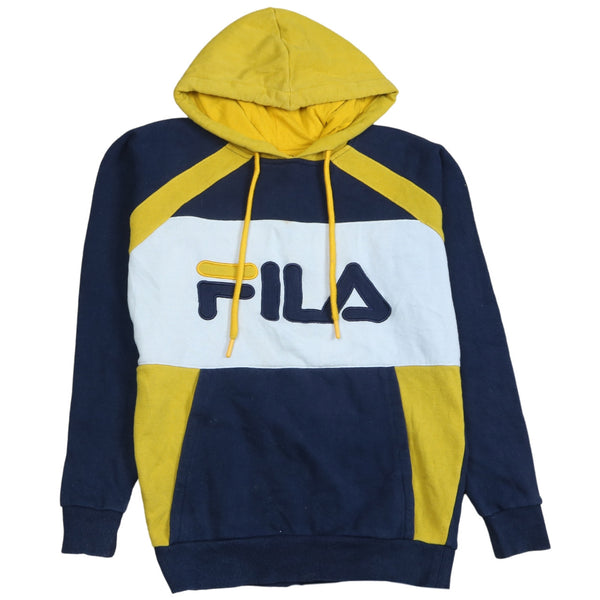 Fila Men's 90s Vintage XXXSmall Yellow Spellout Pullover Hoodie