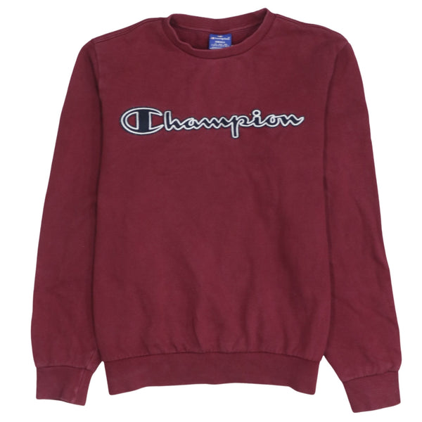Champion 90's Spellout Crew Neck Sweatshirt Small Red