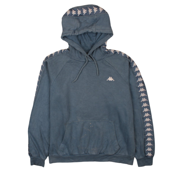 Kappa 90's Drawstring Pockets Pullover Hoodie Medium Blue