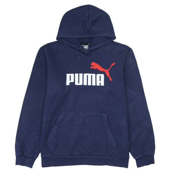 Puma 90's Spellout Pullover Hoodie Men's Medium Navy Blue