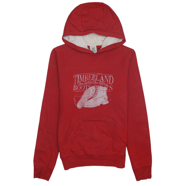 Vintage Timberland 90s Red Spellout Pullover Hoodie Men's Small Cotton