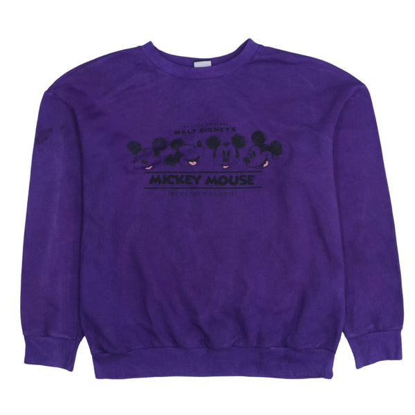 Vintage 90s Disney Mickey Mouse Crew Neck Sweatshirt Purple Medium
