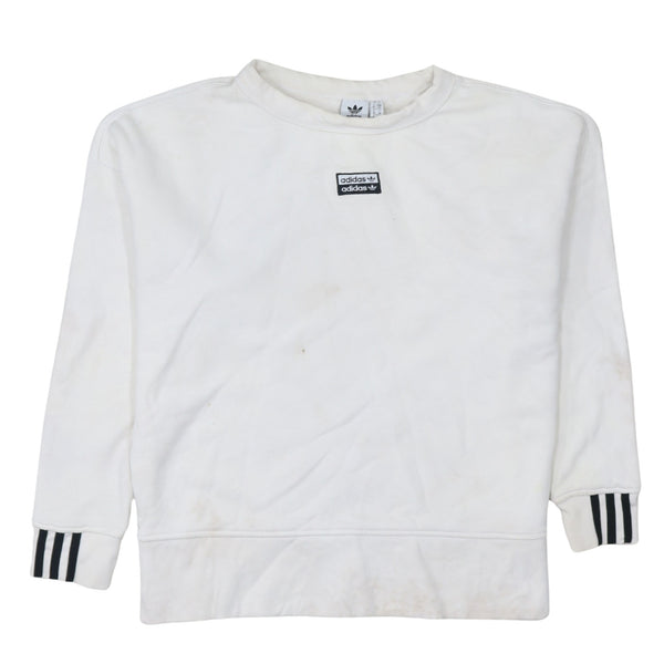 Adidas 90's 3 Stripes Cuffs Crew Neck Sweatshirt Small White