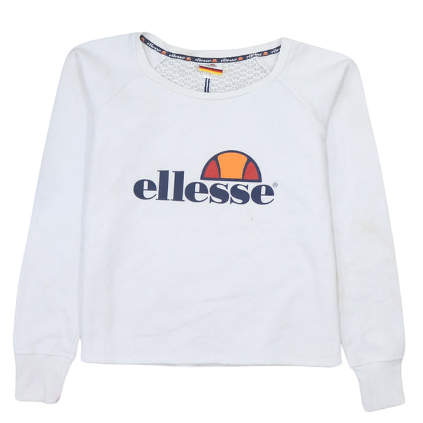 Ellesse Vintage 90's Men's Small White Spellout Crew Neck Sweatshirt