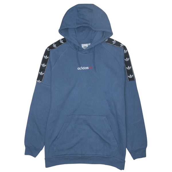 Adidas 90's Vintage Blue Hoodie XLarge with Drawstring Pockets