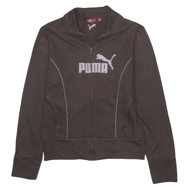 Puma Vintage 90's Brown Spellout Full Zip Sweatshirt Medium