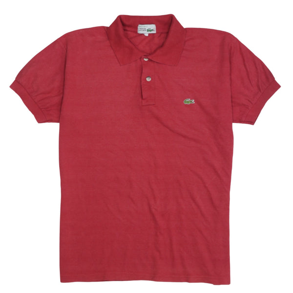 Lacoste 90's Short Sleeves Quarter Button Polo Shirt Medium  Red