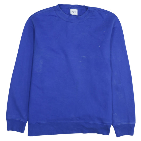 Zara 90's Vintage Men's Large Blue Crew Neck Sweatshirt