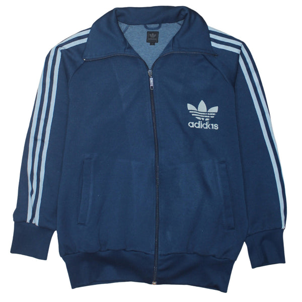 Adidas 90's Striped Sleeve Full Zip Up Sweatshirt Large Navy Blue