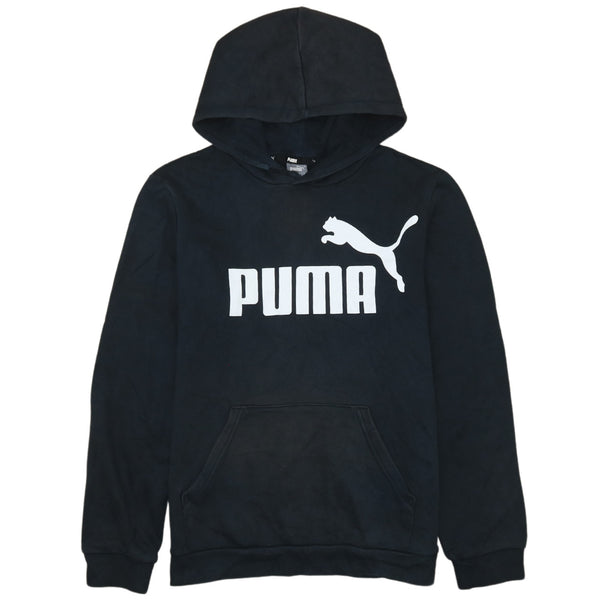 Puma 90's Black Spellout Pullover Hoodie Women's XLarge Vintage