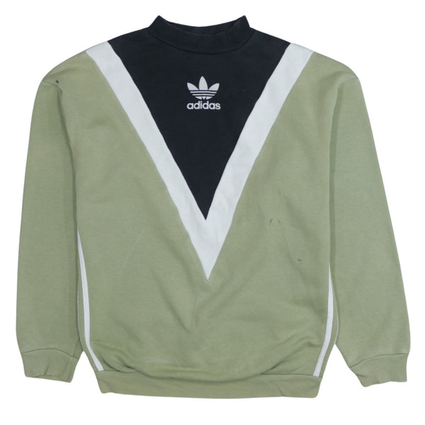 Adidas 90's Vintage Lightweight Turtleneck Sweatshirt XSmall Black & Khaki Green