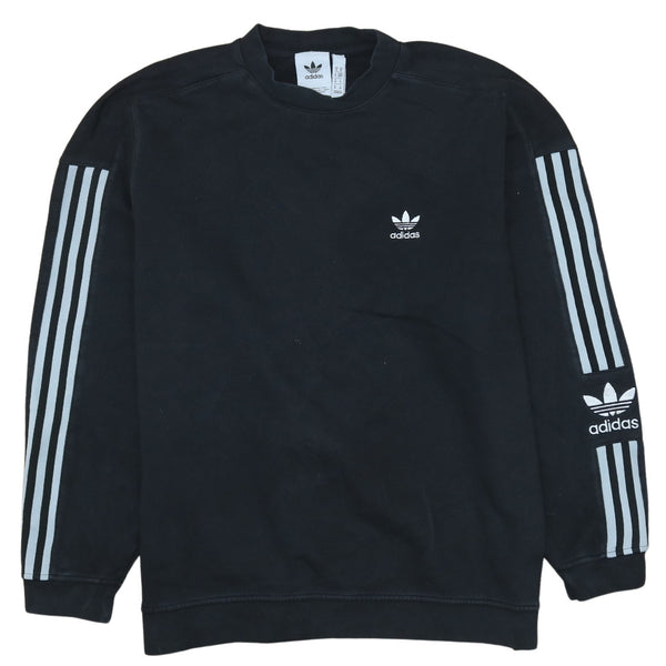 Adidas Vintage 90's Black Striped Sleeve Crew Neck Sweatshirt Medium