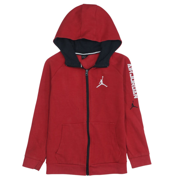Jordan 90's XSmall Red Full Zip Up Hoodie with Drawstring Pockets