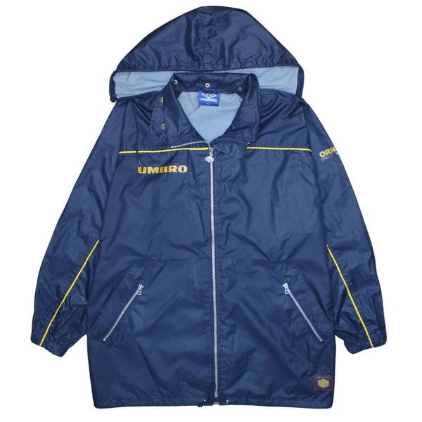 Umbro 90's Hooded Full Zip Up Windbreaker Large Navy Blue