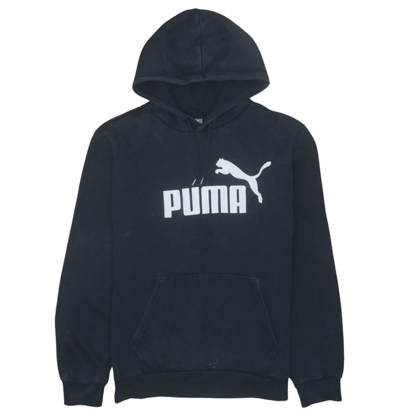 Vintage 90's Puma Black Spellout Pullover Hoodie Medium