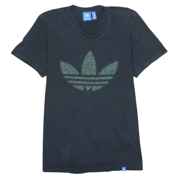 Adidas 90's Vintage Black Spellout Round Neck T-Shirt Medium