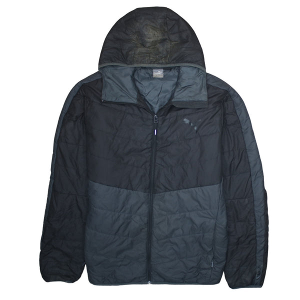 Puma 90's Lightweight Full Zip Up Puffer Jacket XLarge Black
