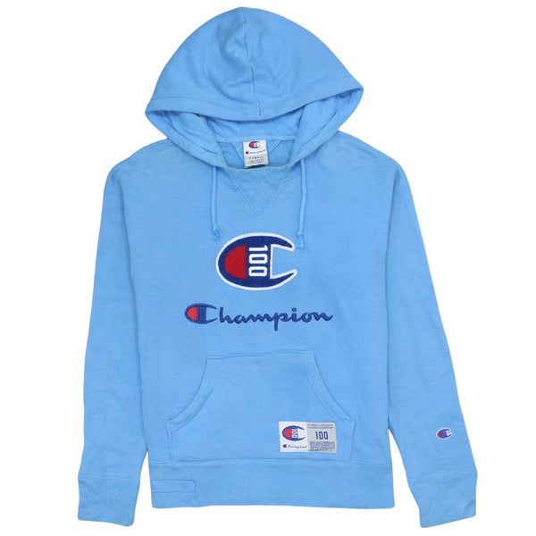 Vintage 90s Champion Spellout XSmall Hoodie Blue Cotton Men's