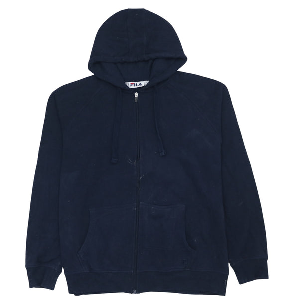 Fila Men's XLarge Navy Blue 90's Hoodie Zip Up Drawstring Pockets Coat