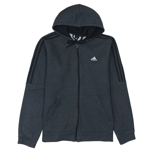 Adidas 90's Striped Sleeve Full Zip Up Hoodie Large Black