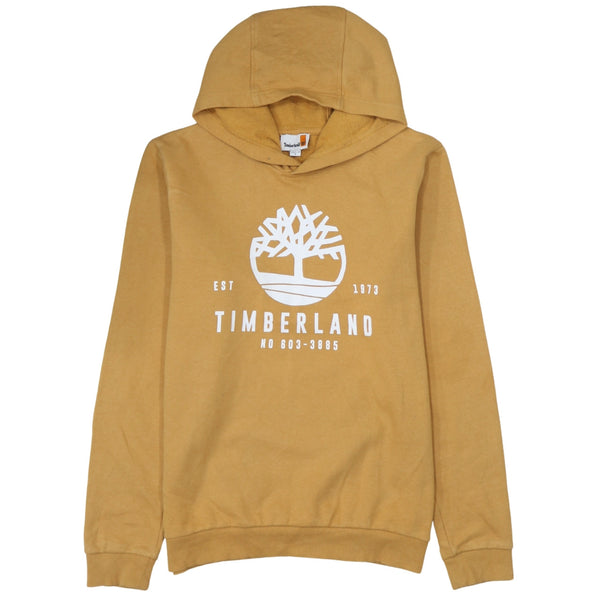 Vintage Timberland 90's Yellow Spellout Pullover Hoodie Medium