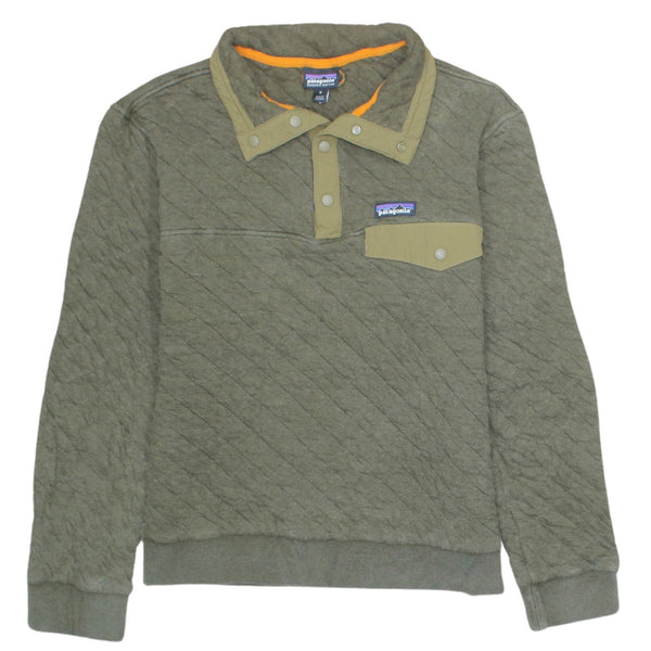 Vintage Patagonia 90s Green Lightweight Quarter Button Sweatshirt Medium