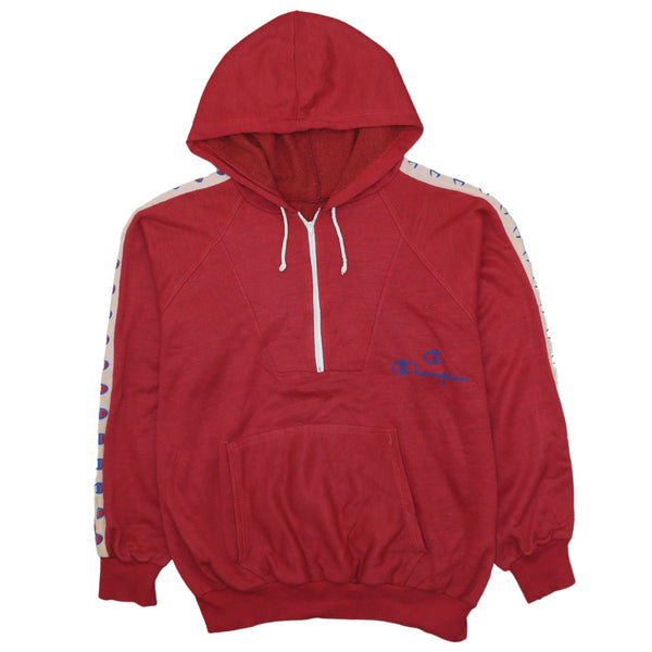 Vintage Champion 90's Quarter Zip Red Hoodie XLarge