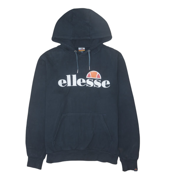 Ellesse 90's Spellout Pullover Hoodie XLarge Black Vintage