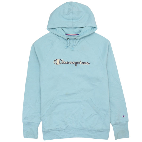 Vintage Champion 90's Blue Spellout Pullover Hoodie Large